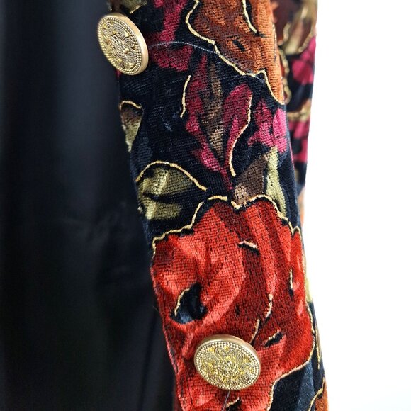 Velvet Flower Vest Waistcoat Size S. Button Up Whimsigoth Fairy Grunge Tapestry - Picture 11 of 16